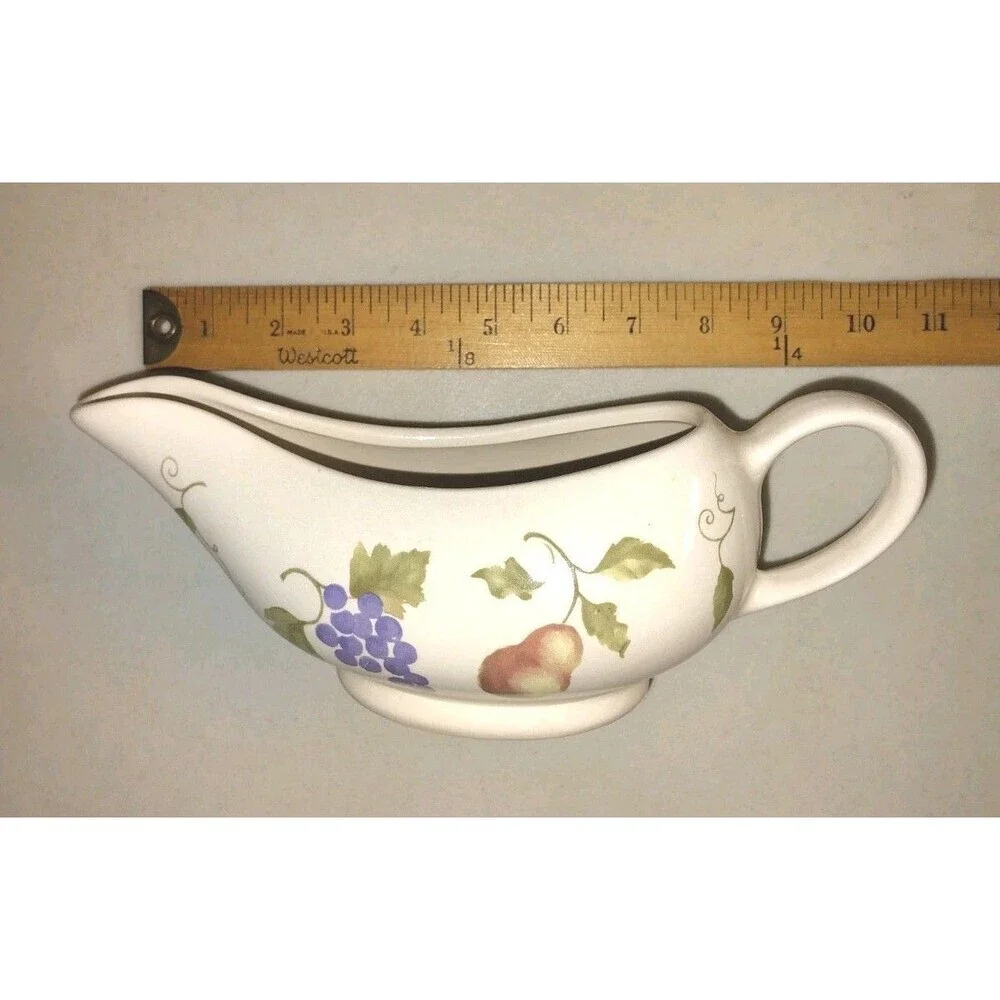 ​Four Star Stoneware Gravy Boat - Fruit Harvest Pattern (Apple, Grape, Pear)...